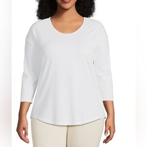 Lands End Women's 3/4 Sleeve Lightweight Jersey Shirttail Tee - SIZE 2X